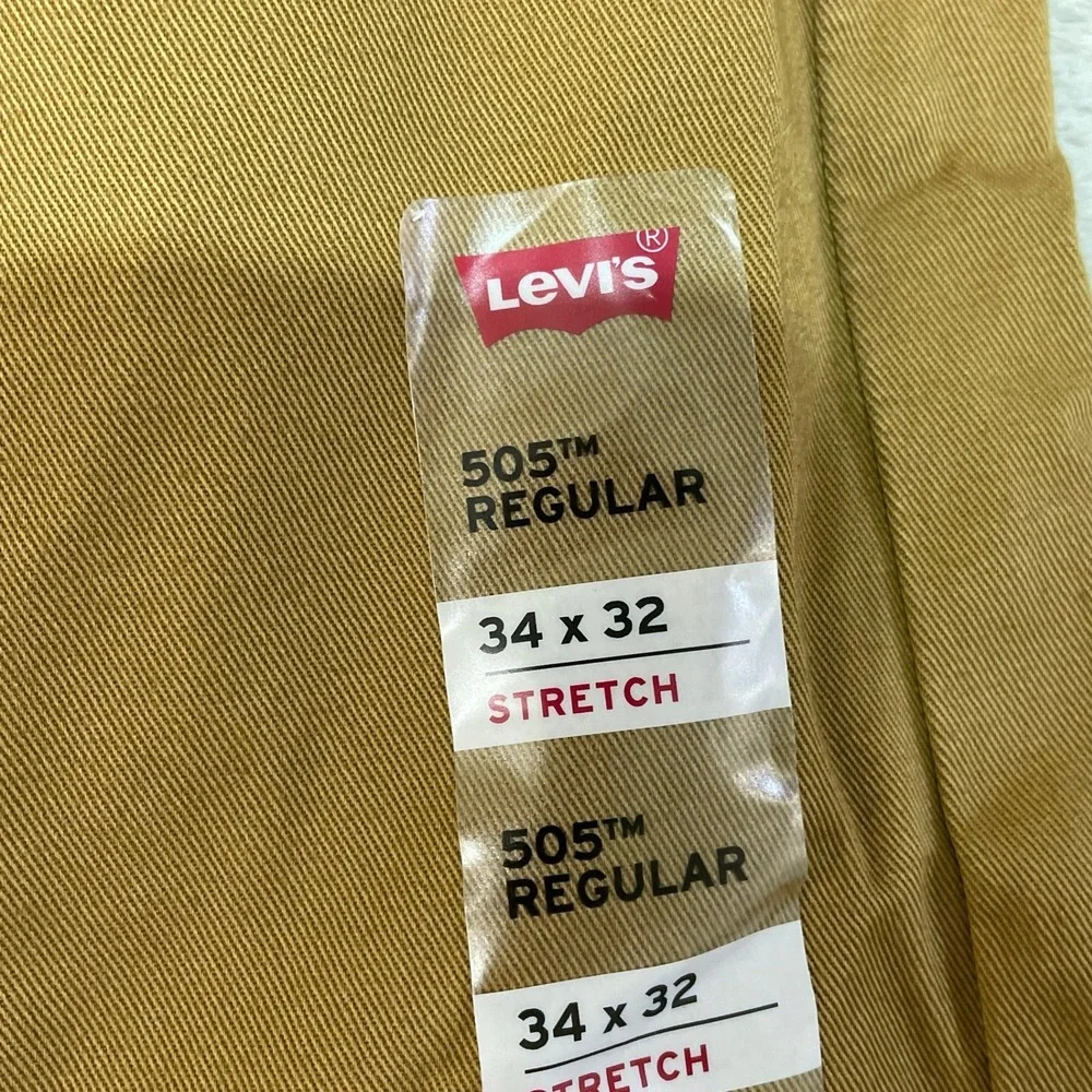NWT Levi's 505 Regular Chino Pants Men's 34x32 Brown Cotton Stretch Straight